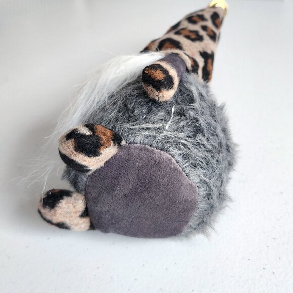 GNOME in Animal Print Leopard Cheetah Holiday Plush Gnome by 34th & Pine w/ Bell - Picture 5 of 6